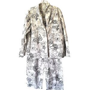 SzL Haven Well Within Pajama Set Black White Cotton Floral Ankle Length